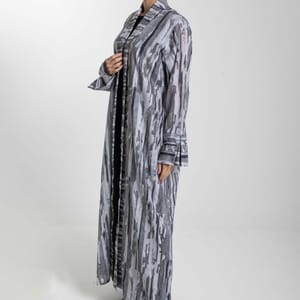 Front Open Camouflage Linen Abaya