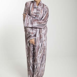 Front Open Camouflage Linen Abaya