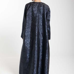 Front Open Black And Blue Shade Jacquard Abaya Front Open Black And Blue Shade Jacquard Abaya