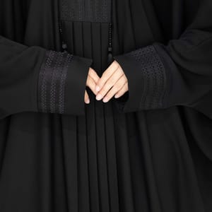 Elegant Black Nida Bisht with Lace Detailing Msquare Fashion - Women's Abayas 2
