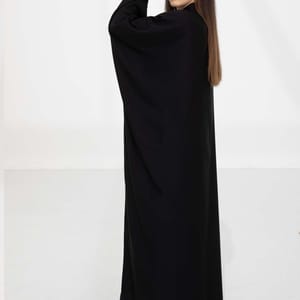 Elegant Black Nida Bisht with Lace Detailing Msquare Fashion - Women's Abayas 3