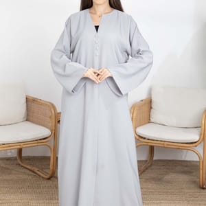 Grey Barbie Crepe Abaya with Sheila