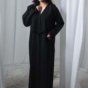 Black Abaya with Bow-Tie Sleeves and Sheila