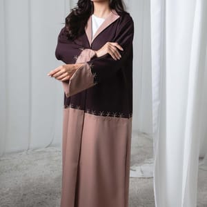 Elegant Two-Tone Embroidered Abaya