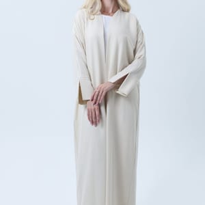 Melange Open Front Abaya with Slit Sleeves and Matching Headscarf