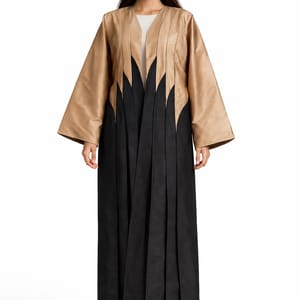 Two-Tone Taffeta Abaya with Geometric Paneling