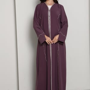 Elegant A-Line Abaya with Thread Work Detailing I Hand-Embellished | Premium Fabric Occasion Wear Msquare Fashion - Women's Abayas 1