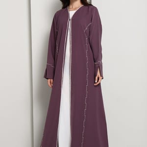 Elegant A-Line Abaya with Thread Work Detailing I Hand-Embellished | Premium Fabric Occasion Wear Msquare Fashion - Women's Abayas 3