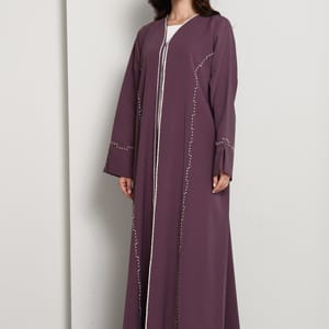 Elegant A-Line Abaya with Thread Work Detailing I Hand-Embellished | Premium Fabric Occasion Wear Msquare Fashion - Women's Abayas 4