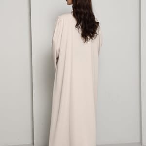 Modern Open Abaya with Silver Sequin Handwork | Premium Fabric Cream Edition Msquare Fashion - Women's Abayas 3