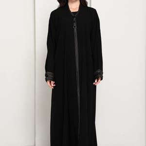 Premium Fabric Modern Abaya | Front Open A-Line Abaya with Stitch Detail
