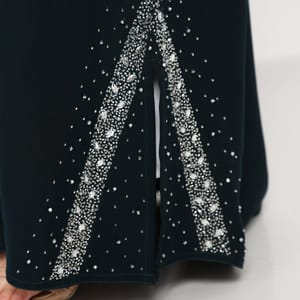 Deep Forest Green Open Front Luxury Abaya with Star Scatter Rhinestone Cuffs & Hem Msquare Fashion - Women's Abayas 3