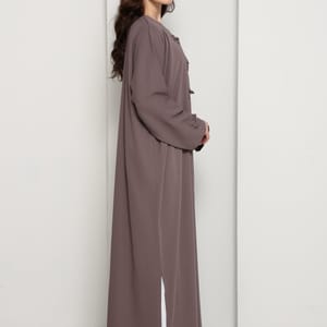 Mocha Brown Closed Abaya with Tonal Loop Fastenings Msquare Fashion - Women's Abayas 1