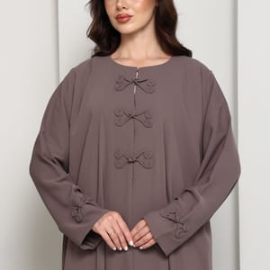 Mocha Brown Closed Abaya with Tonal Loop Fastenings Msquare Fashion - Women's Abayas 2
