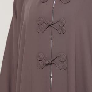 Mocha Brown Closed Abaya with Tonal Loop Fastenings Msquare Fashion - Women's Abayas 3
