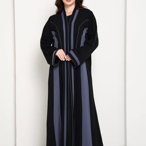 Elegant Two-Tone Contrast Abaya with headscarf