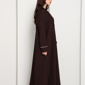 Dark Chocolate Blazer-Style Abaya I Open Front Abaya with Lapel Collar, Pockets & Piping Cuffs Msquare Fashion - Women's Abayas 2