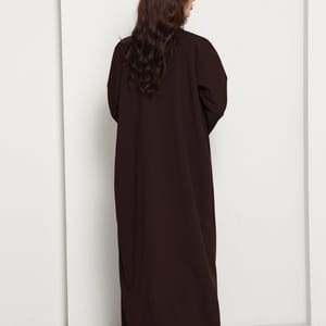 Dark Chocolate Blazer-Style Abaya I Open Front Abaya with Lapel Collar, Pockets & Piping Cuffs Msquare Fashion - Women's Abayas 4