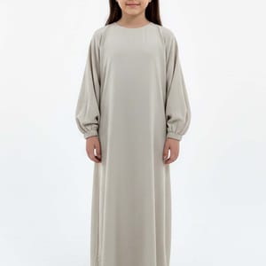 Kids Harir Maqsood Prayer Abaya I Beige