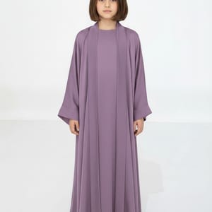 Purple Premium 3-Piece Kids Abaya Set - Lightweight Harir Maqsood Modest Wear for Girls