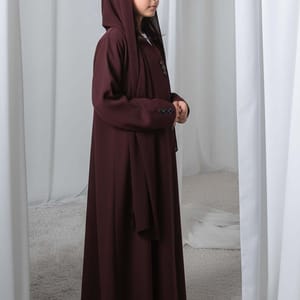 Kids Abaya With Sheila I Elegant Brown Barbie Crepe Modest Wear for Girls Msquare Fashion - Kids's Abayas 1