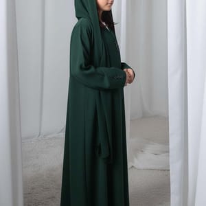 Kids Abaya With Sheila I Elegant Green Barbie Crepe Modest Wear for Girls Msquare Fashion - Kids's Abayas 2