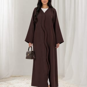 Bridal Satin Wave Abaya – Deep Espresso