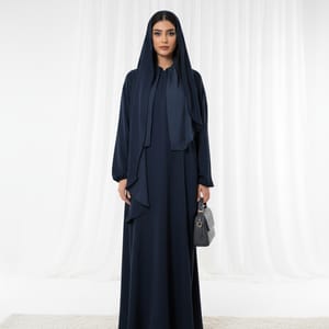 Lightweight Navy Harir Maqsood Prayer Abaya