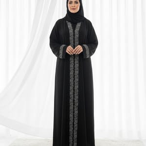 Jet Black Silver Lace Filigree With Headscarf