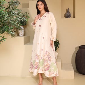 Ikkxa Classic Floral Linen Fabric Jalabiya IKKXA - Women's Jalabiyas 39