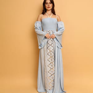 Ikkxa Rawdah Sequined Cold Shoulder Jalabiya