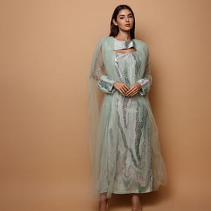 Ikkxa Noor Sequined Cape Sleeves Jalabiya