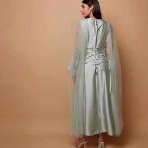 Ikkxa Noor Sequined Cape Sleeves Jalabiya IKKXA - Women's Jalabiyas 31