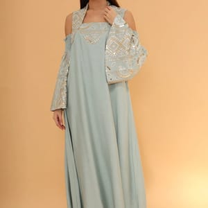 Ikkxa Noura Sequined Cold Shoulder Jalabiya