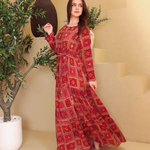Ikkxa Soraya Ethnic Print Long Sleeves Tiered Maxi Dress IKKXA - Women's Maxi Dresses 37
