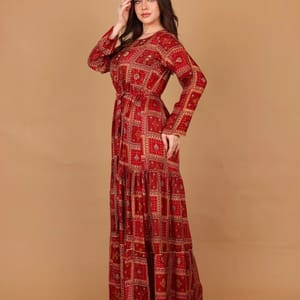 Ikkxa Soraya Ethnic Print Long Sleeves Tiered Maxi Dress IKKXA - Women's Maxi Dresses 39
