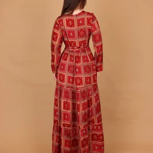 Ikkxa Soraya Ethnic Print Long Sleeves Tiered Maxi Dress IKKXA - Women's Maxi Dresses 40