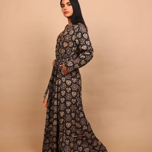 Ikkxa Nadia Mosaic Print Tiered Long Sleeves Maxi Dress IKKXA - Women's Maxi Dresses 38