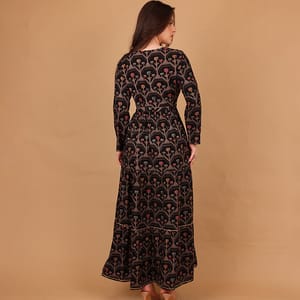 Ikkxa Zoya Ethnic Motif Print Tie-Up Neck Maxi Dress IKKXA - Women's Maxi Dresses 23