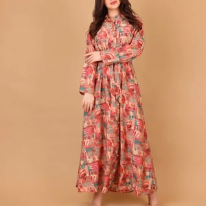 Ikkxa Ayla Abstract Print Embellished Collared Shirt Dress