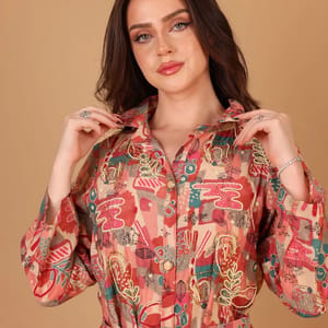 Ikkxa Ayla Abstract Print Embellished Collared Shirt Dress IKKXA - Women's Maxi Dresses 38