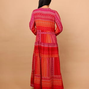 Ikkxa Yasmin Printed Embellished Detail Tie-Up Neck Tiered Maxi Dress IKKXA - Women's Jalabiyas 63