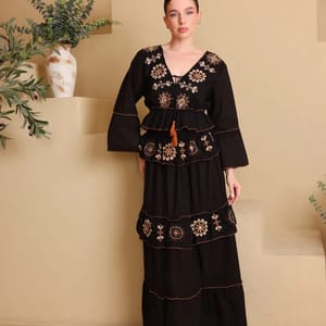 Ikkxa Zahra Embellished Long Sleeves Tiered Maxi Dress IKKXA - Women's Maxi Dresses 6