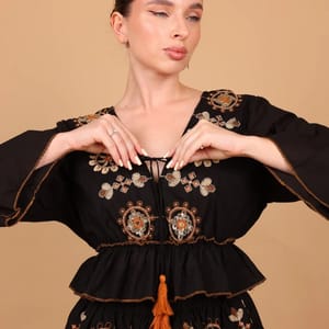 Ikkxa Zahra Embellished Long Sleeves Tiered Maxi Dress IKKXA - Women's Maxi Dresses 7