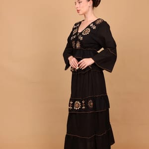 Ikkxa Zahra Embellished Long Sleeves Tiered Maxi Dress IKKXA - Women's Maxi Dresses 8