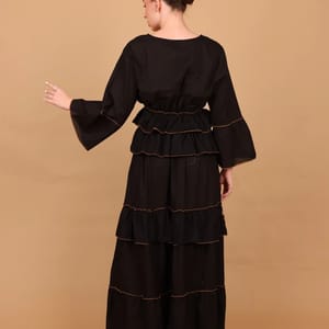 Ikkxa Zahra Embellished Long Sleeves Tiered Maxi Dress IKKXA - Women's Maxi Dresses 9