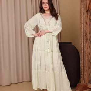 Ikkxa Serena Embellished V-Neck Tiered Maxi Dress IKKXA - Women's Maxi Dresses 21