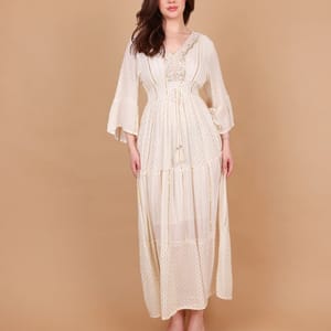 Ikkxa Serena Embellished V-Neck Tiered Maxi Dress