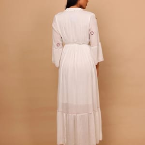 Ikkxa Rania Embellished V-Neck Bell Sleeves Tiered Maxi Dress IKKXA - Women's Maxi Dresses 14