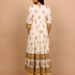 Darya Printed Tie-Up Neck Fit And Flare Ethnic Maxi Dress IKKXA - Women's Maxi Dresses 34